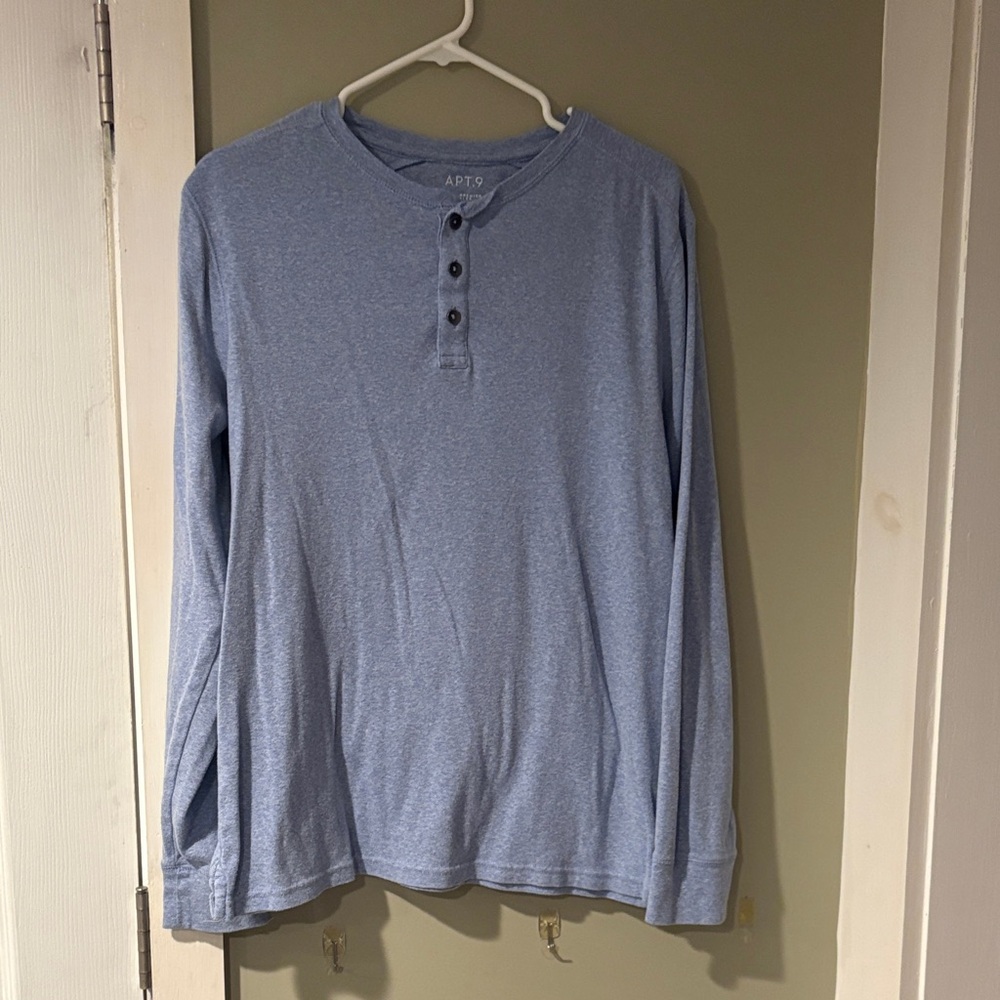 Apt. 9 Light Blue Long Sleeve Henley Shirt